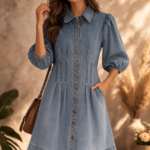 Urban Muse Fit & Flare Denim Shirt Dress